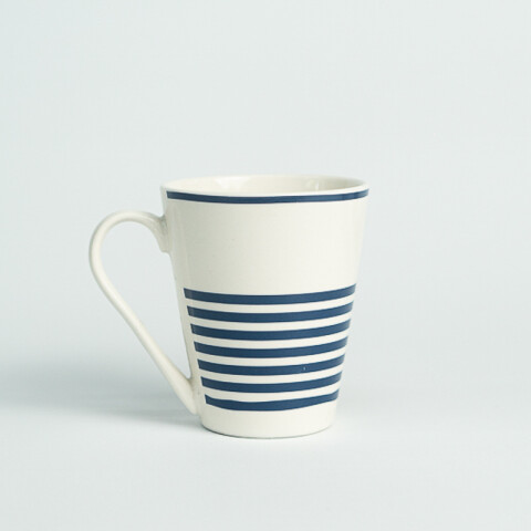 Taza Ceramica Blanca Diseño Azul 8,5X10,2Cm Unica