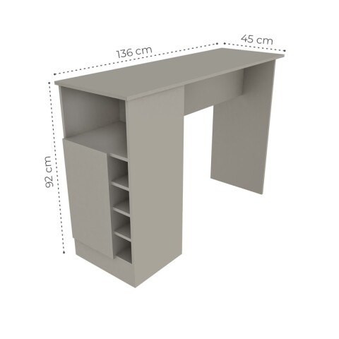 Mueble Barra Desayunador con Estantería y Vinera - MDP Cinza