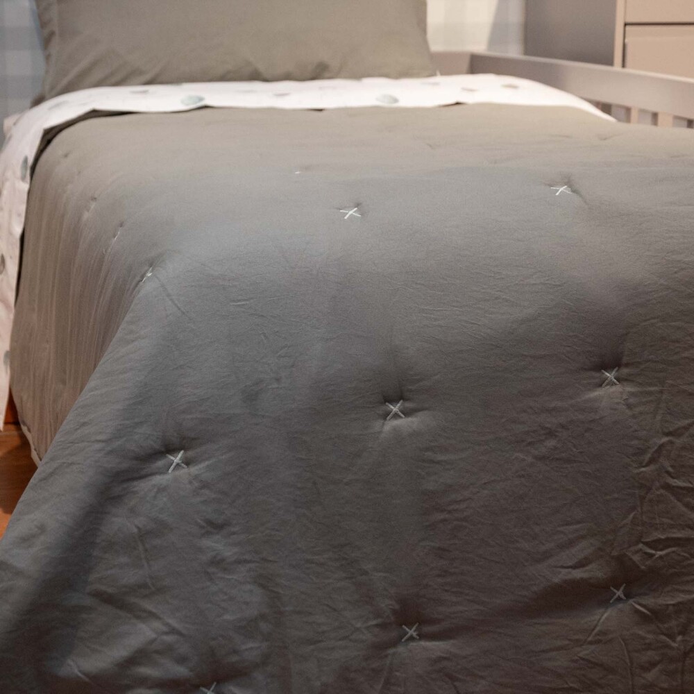 SET ACOLCHADO FIBRA SUAVE 1 PLAZA POLIESTER VERDE CROSS