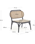 Butaca Doriane madera maciza olmo acabado lacado negro y asiento de tela
