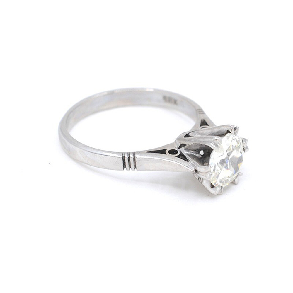 Anillo En Oro Blanco 18K Y Brillante Anillo En Oro Blanco 18K Y Brillante