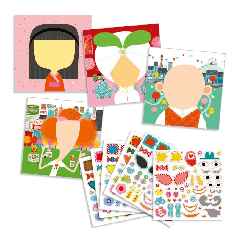 DJSTIC Set X4 Laminas Para Jugar Con Stickers 3-6 Años Djeco - Niña