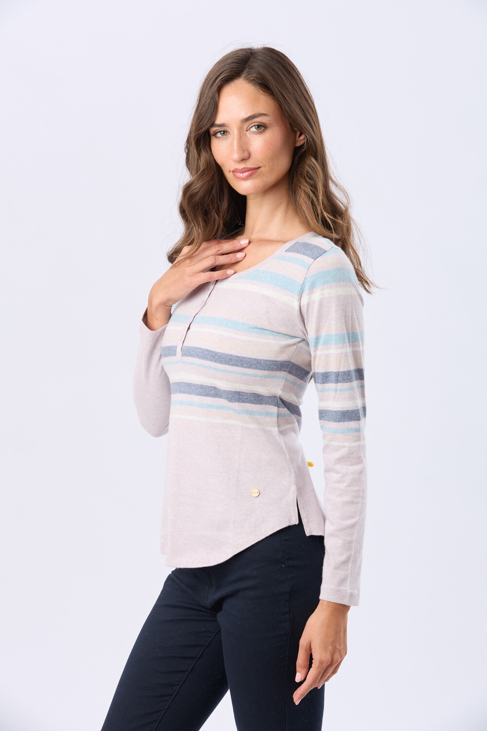 REMERA RAYADA DE ALGODÓN Lavanda