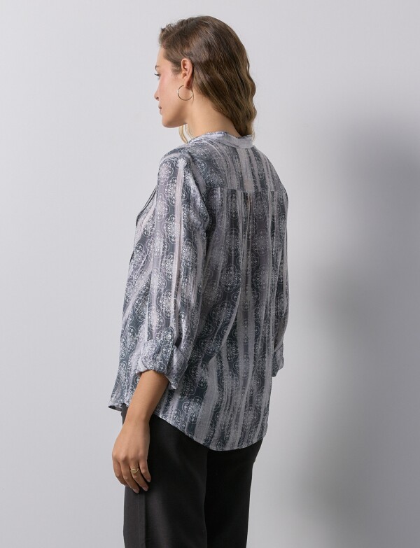 Blusa Gasa Print NEGRO/GRIS