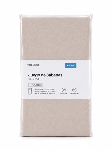 JUEGO DE SABANAS DE 1 PLAZA CREMA