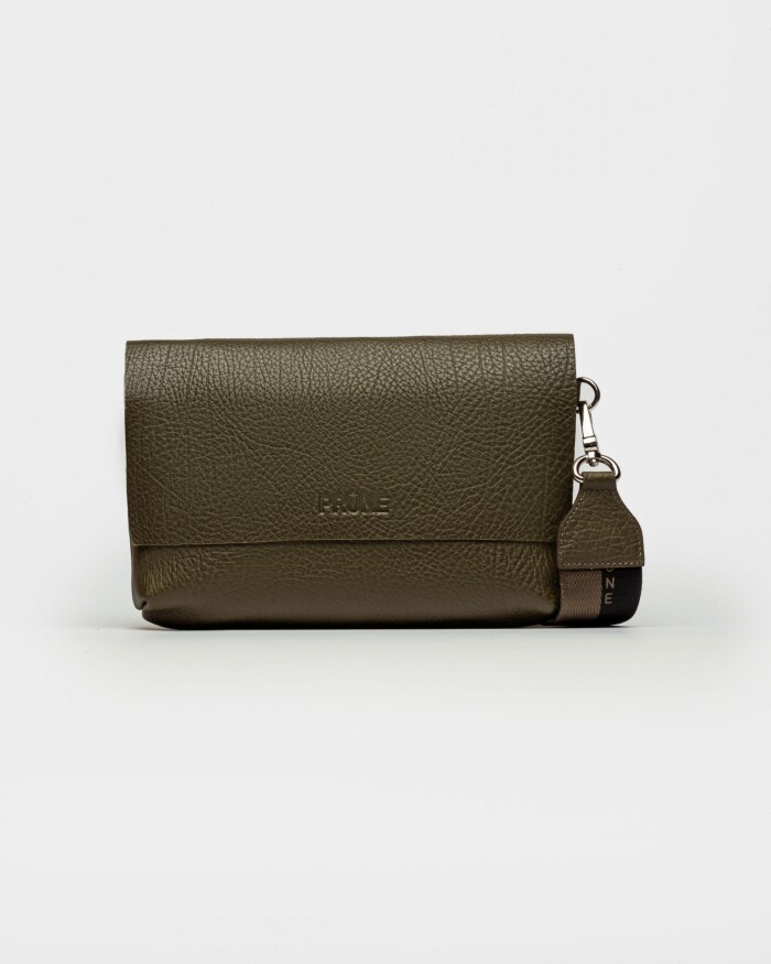 Morral Olivia En Cuero Graneado Verde