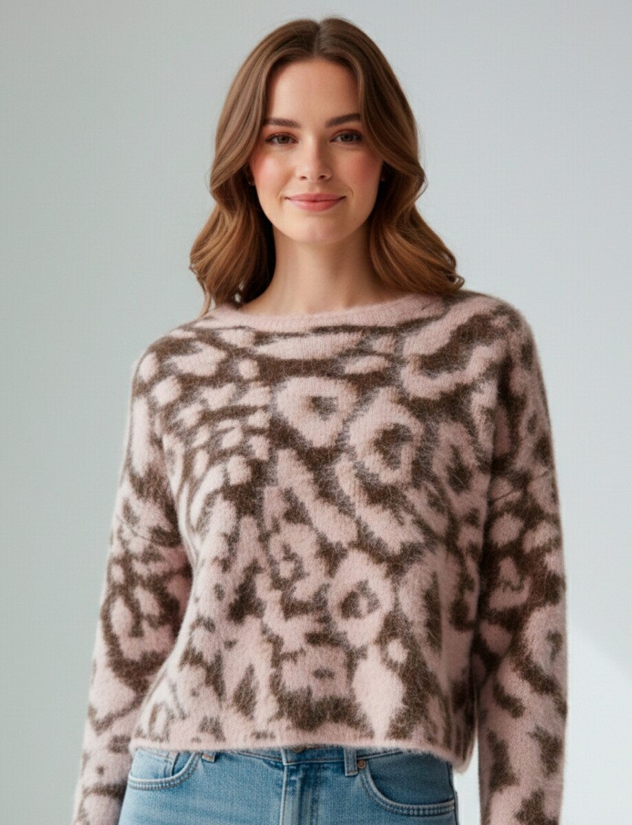 Buzo Lana Crop - Rosa/multi 