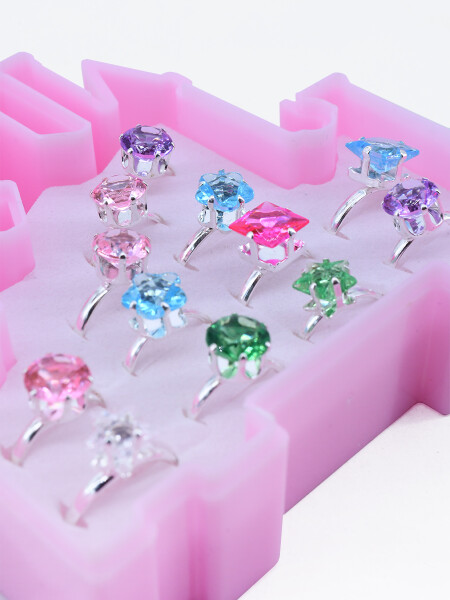 ANILLOS SET X 12 ROSADO (V)