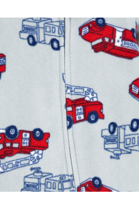 Pijama una pieza de micropolar, con pie, diseño bomberos Sin color