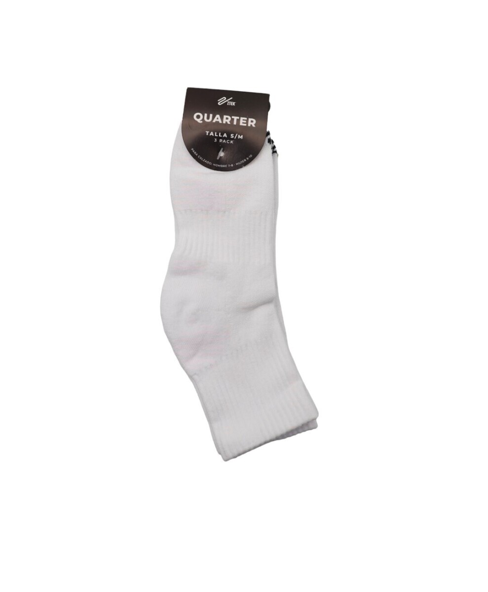 Medias Ztek Quarter 3-Pack Unisex - Blanco 