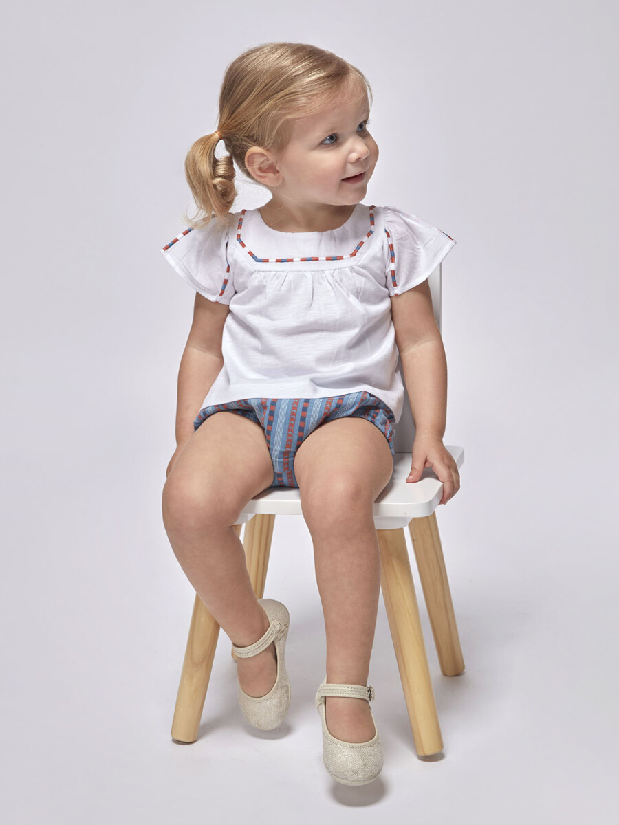 Camiseta De Jersey Y Popelin Con Bordado Blanco