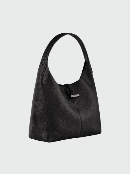 Longchamp -Cartera de cuero flexible Roseau Essential Negro