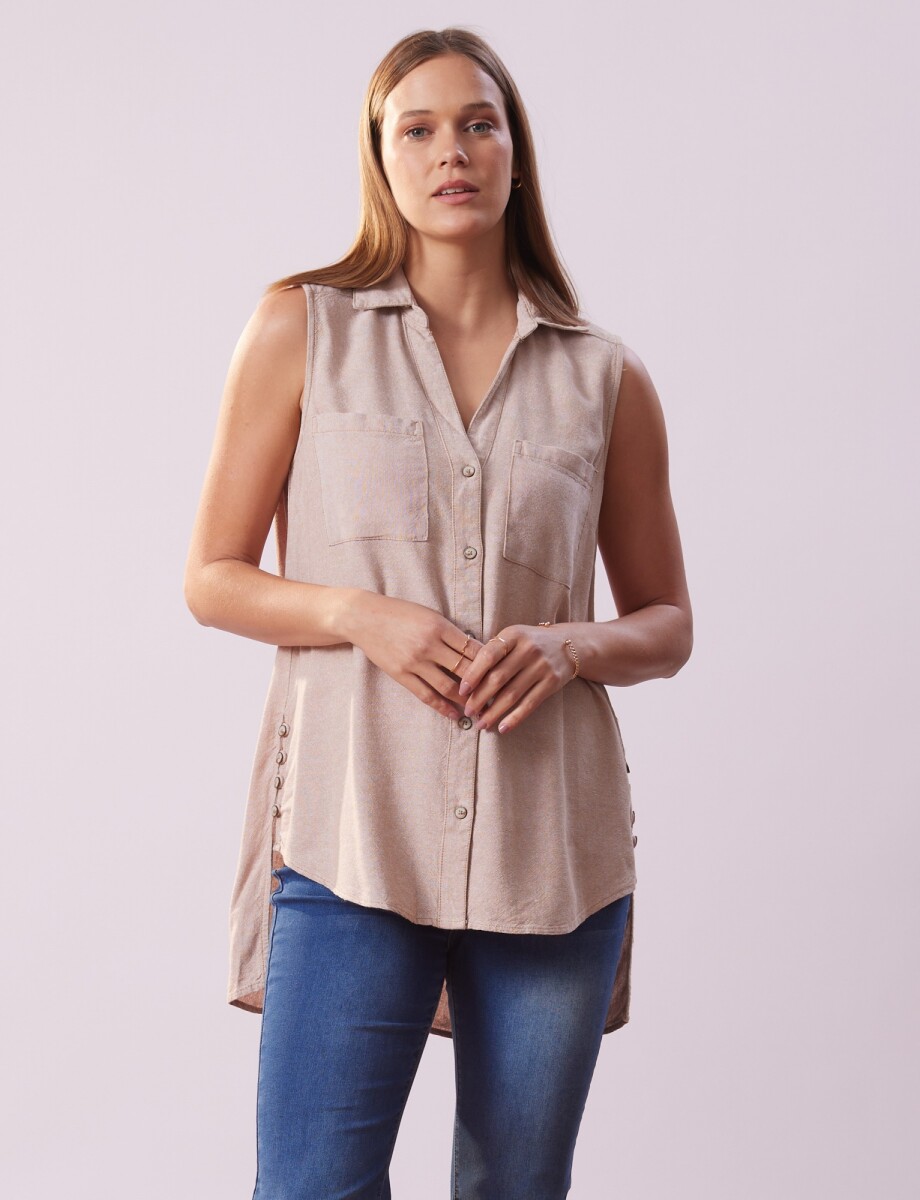 Camisa Lino - Beige 