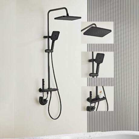 Griferia Barra Ducha Exterior De Aluminio - Color Negro Mate NEGRO