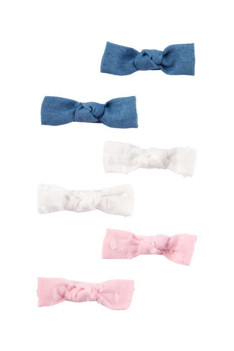 Pack seis pinzas de pelo, diseño moñas Sin color
