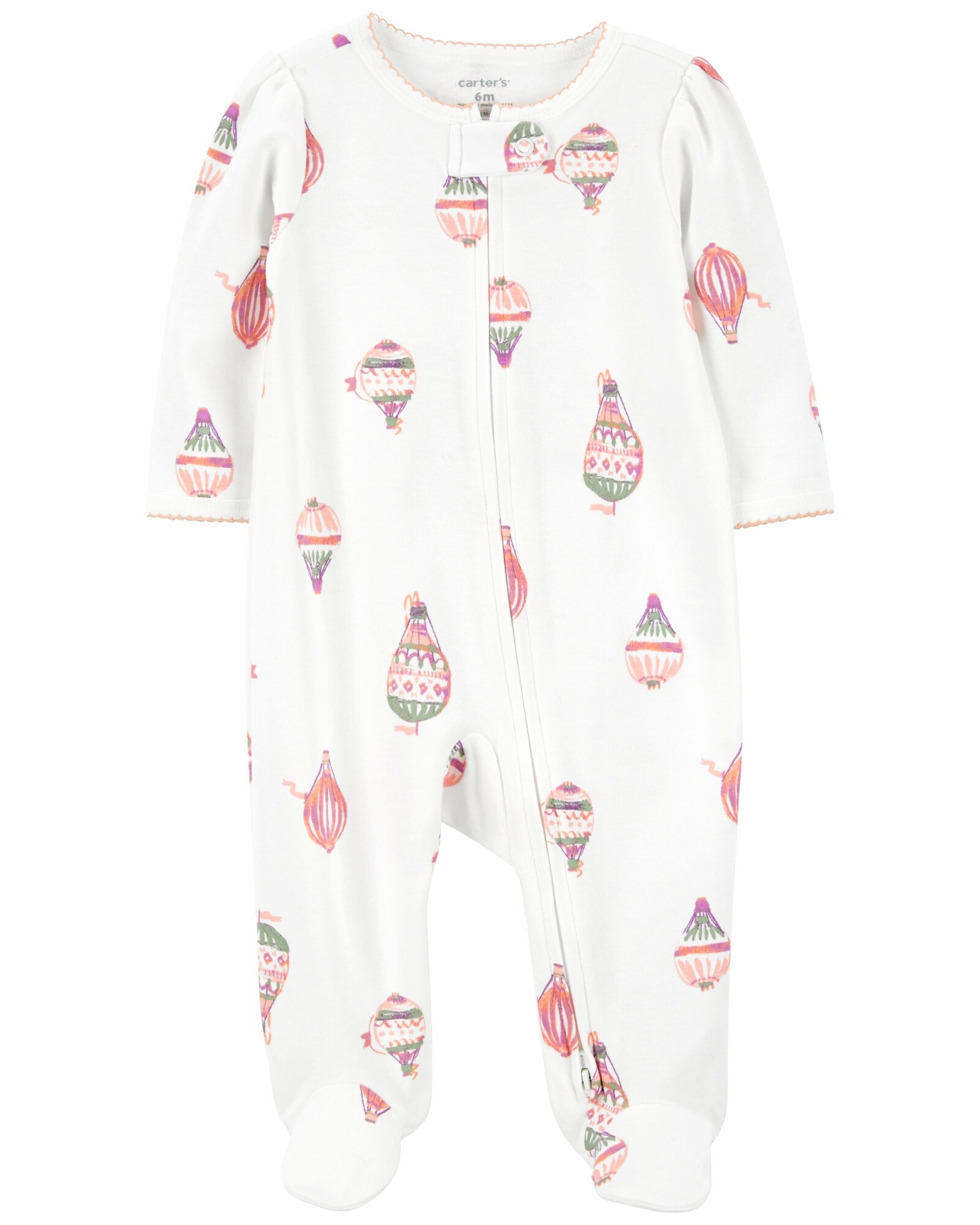 Pijama una pieza de algodón, con pie, diseño globos Sin color