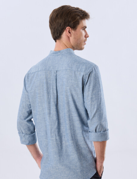 CAMISA LISA DE LINO CUELLO MAO Denim