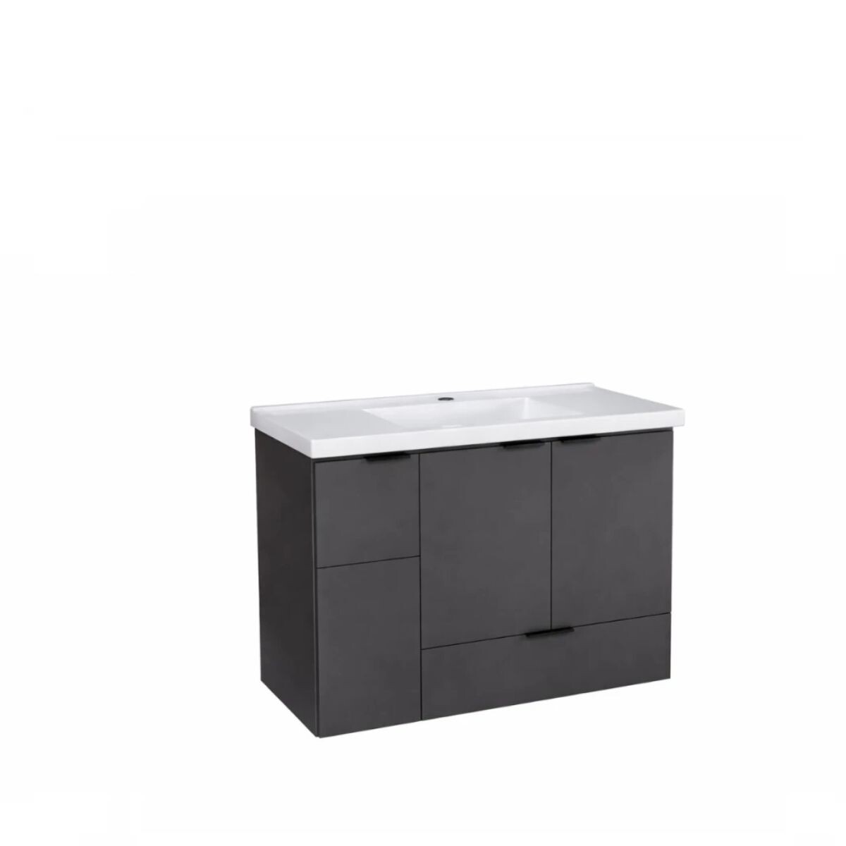 Mueble De Baño Suspendido Orquidea Negro 80 Cm Con Bacha De Resina 