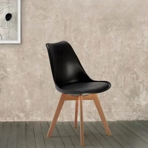 Silla Comedor Cocina Tulip Eames Acolchada Reforzada Premium Negro 1