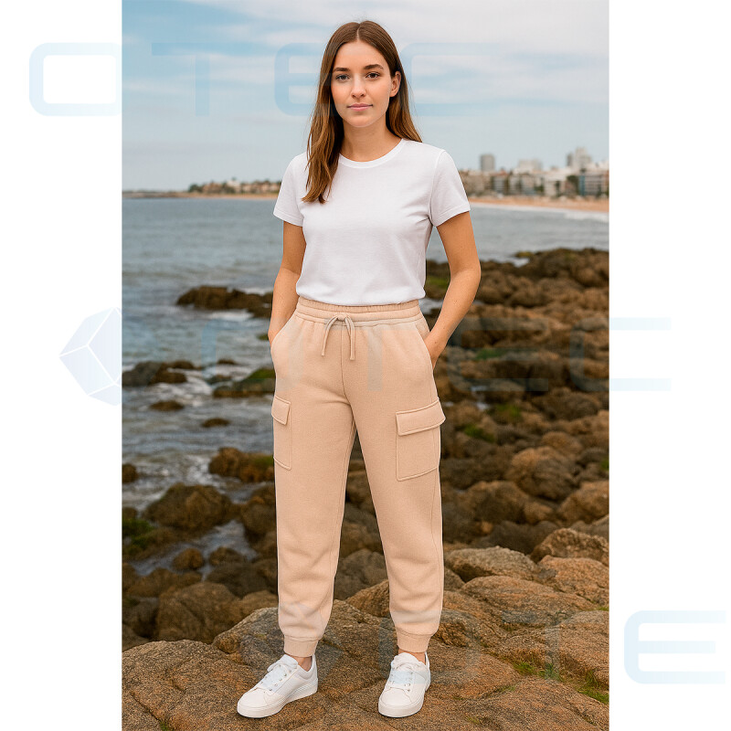 Pantalón Jogging Para Dama Deportivo Talla M-L Beige