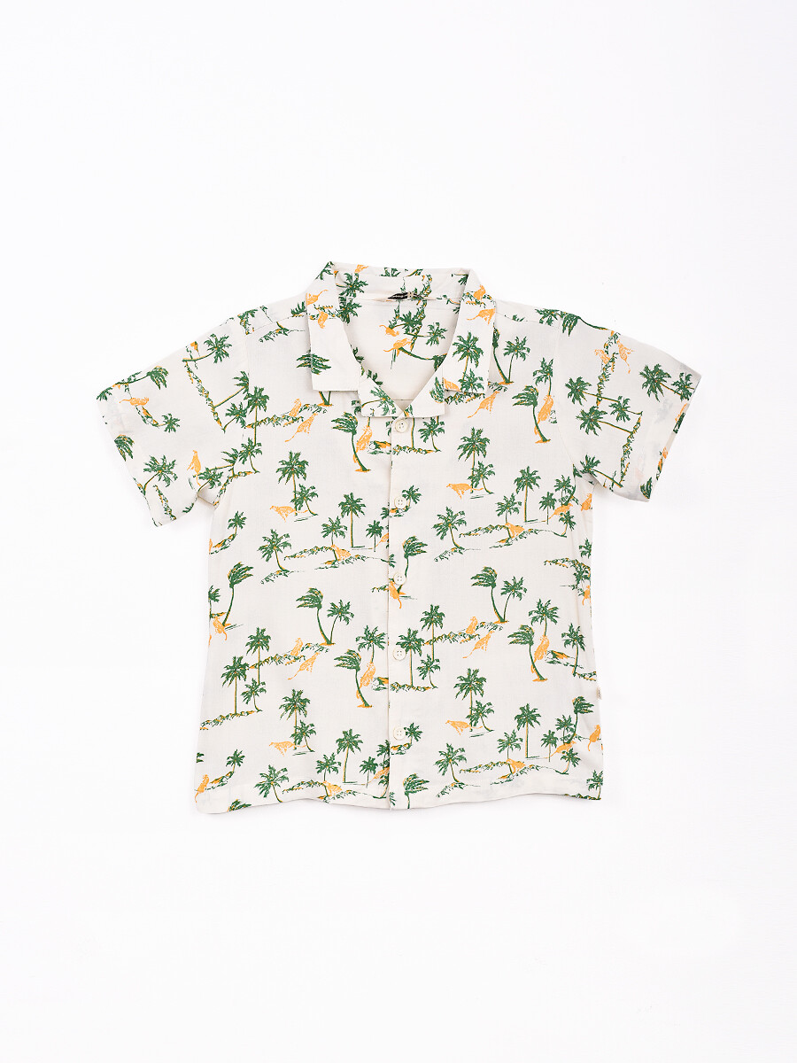 CAMISA M/C ESTAMPADA - OFF WHITE 