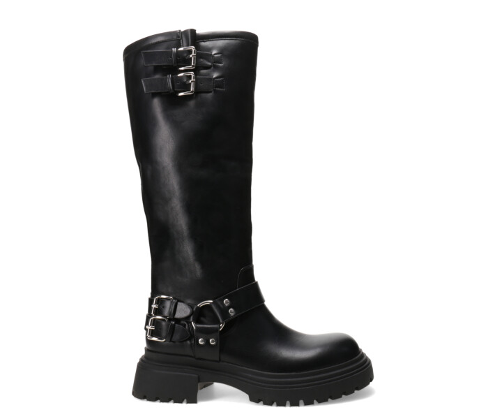 Bota HARBOR de caña alta con hebillas Black