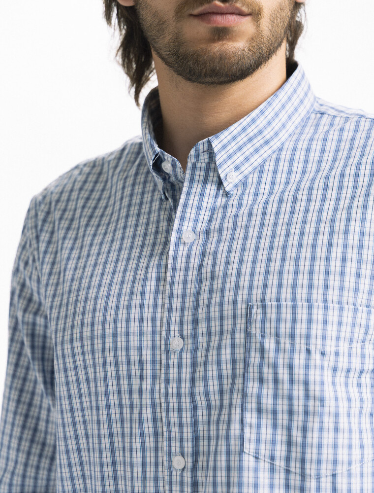 Camisa Cuadros Clasica C/Bolsillo Milan Azul/Fantasia 4