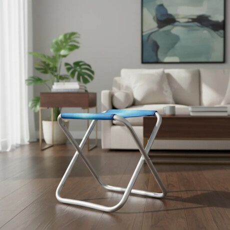 Banqueta Plegable Aluminio Mor Reforzada 90kg Polietileno Azul/celeste