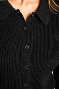 Cardigan Cuello Polo Negro