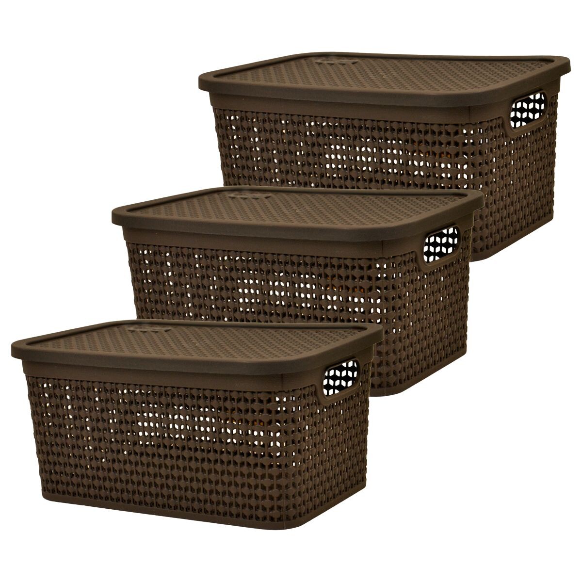 Set x3 Caja simil ratán 4 lts - CHOCOLATE 