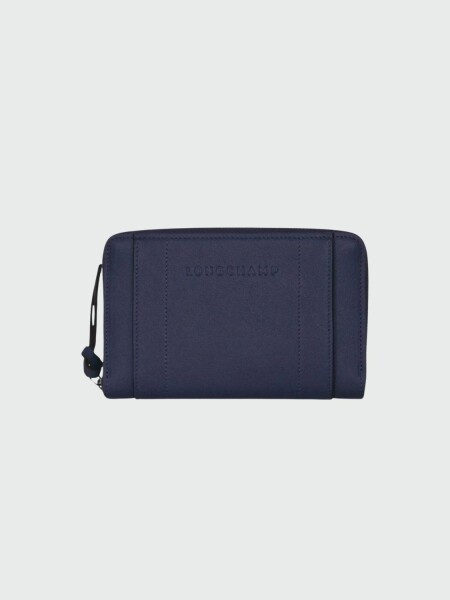 Longchamp -Billetera clásica de cuero Le pliage cuir Azul