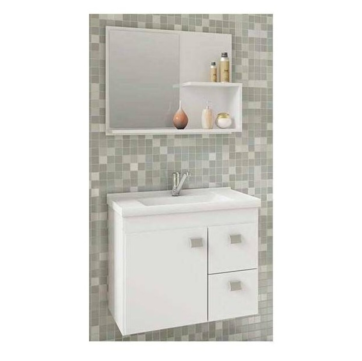Mueble Para Baño Mgm Móveis Kit Hortencia Con Bacha Y Mueble Color Blanco 