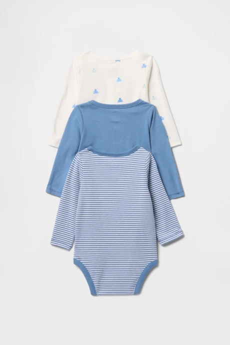 Bodies Pack X3 Manga Larga Bebe Soft Cornflower