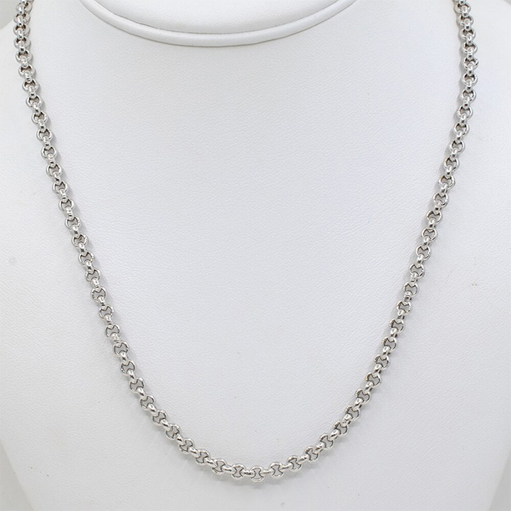 Cadena Oro 18 K blanco , Eslabón Rolo Cadena Oro 18 K blanco , Eslabón Rolo