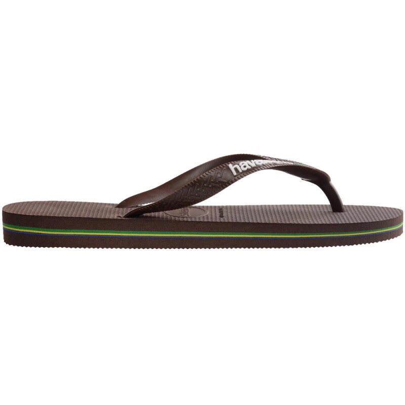 Sandalias Havaianas Brasil Logo Hombre Marrón Oscuro Blanco