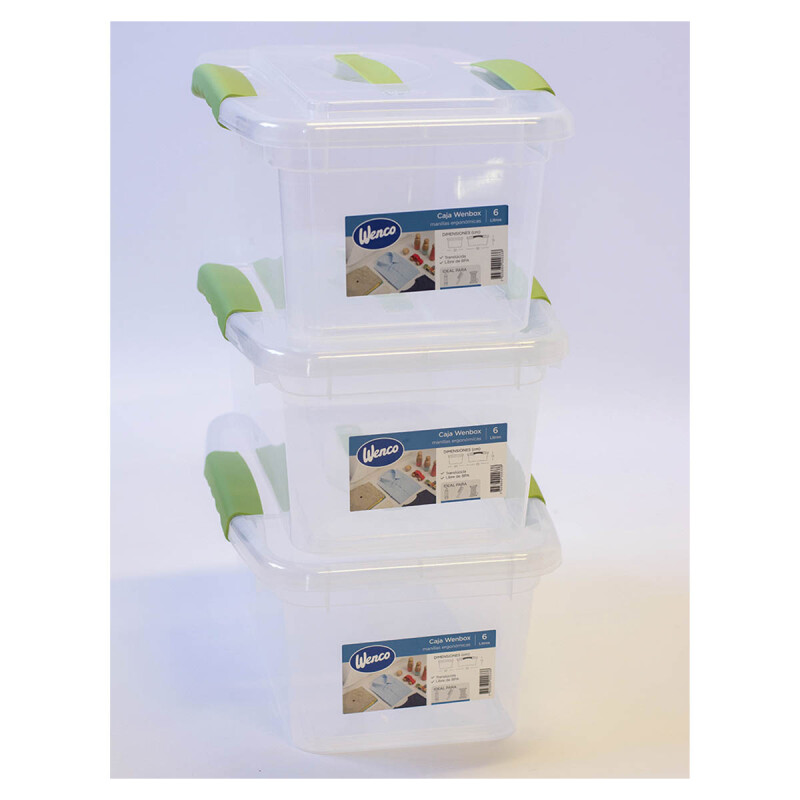 Set x3 Caja organizadora 15 lts Wenbox TRANSPARENTE