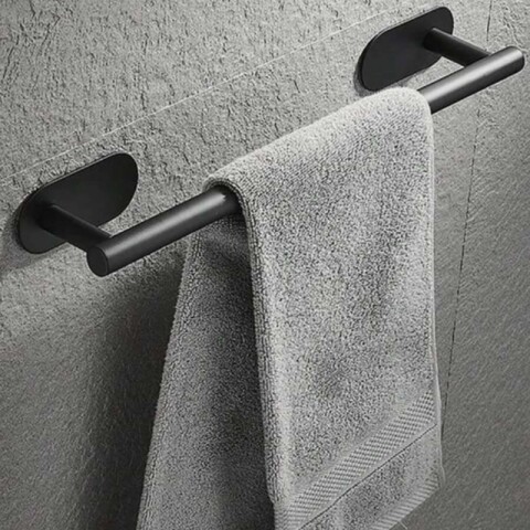 Toallero adhesivo para baño negro mate 40cm Toallero adhesivo para baño negro mate 40cm