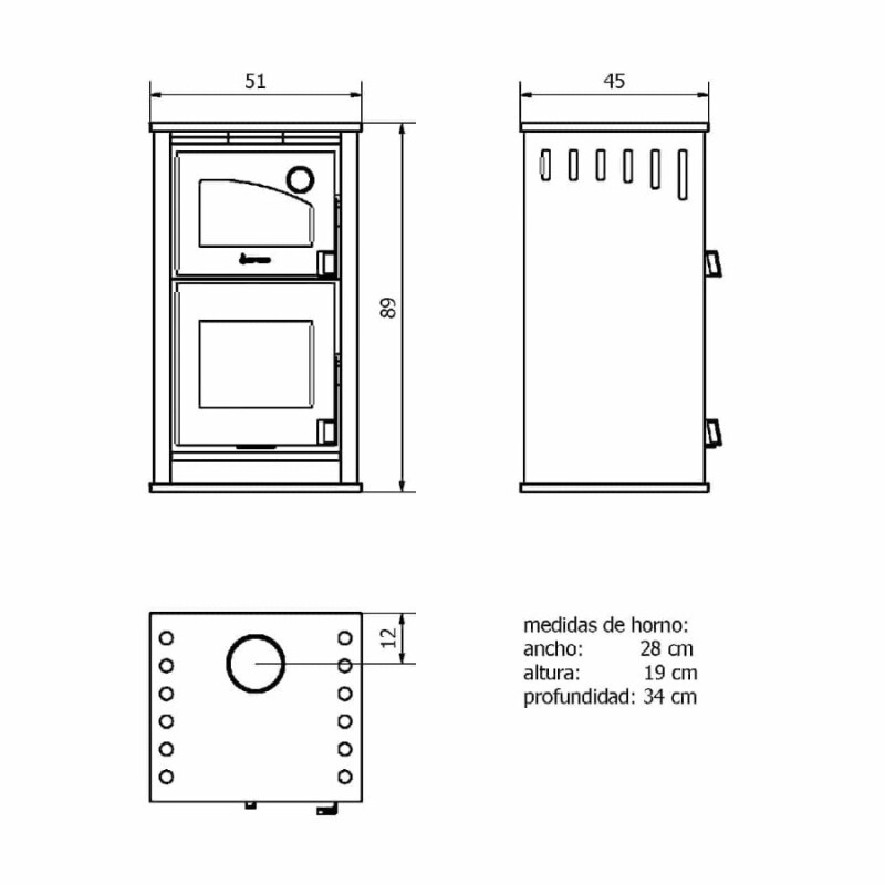 Calefactor a leña con horno Forno 520 Eko Varmo Calefactor a leña con horno Forno 520 Eko Varmo