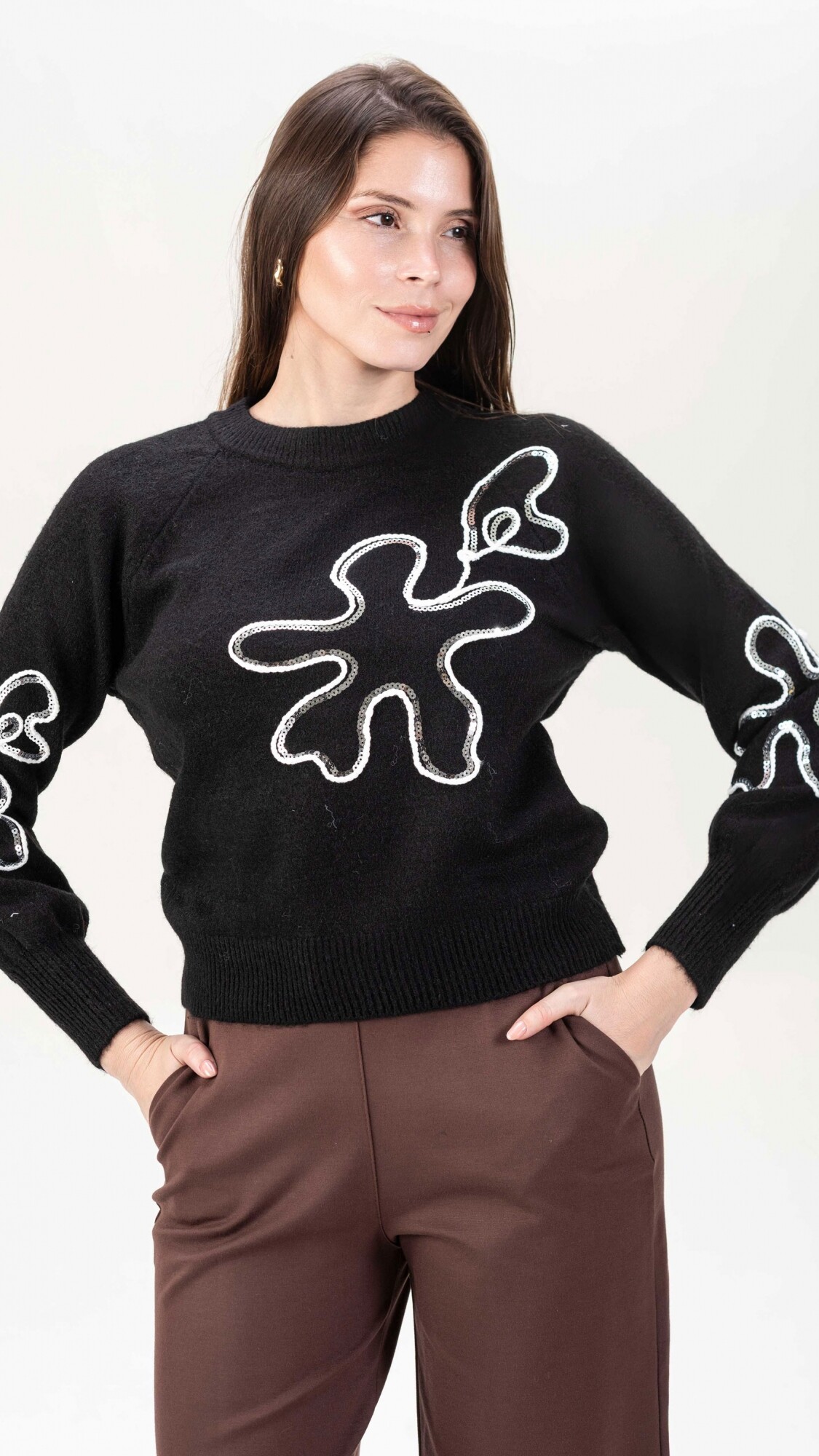 Sweater Flor Negro