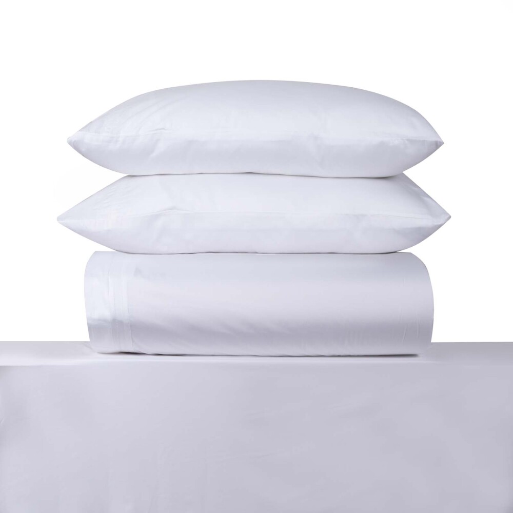 JUEGO DE SABANAS SUPER KING ALGODON BLANCO VANILA 300H