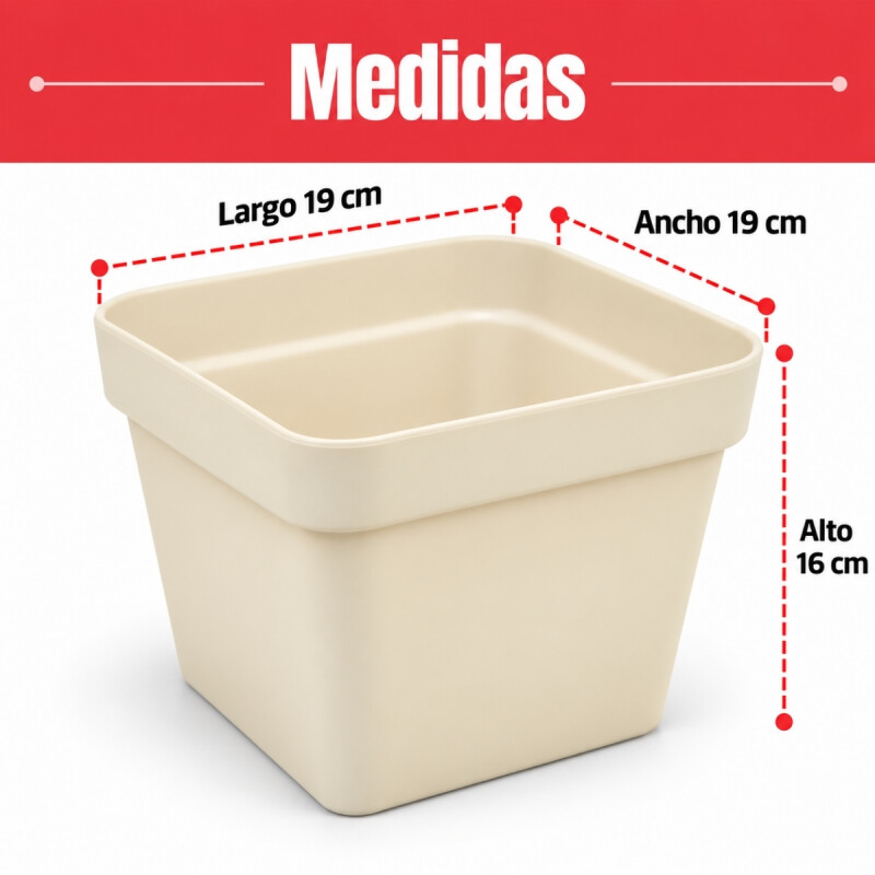Set x3 Maceta cuadrada 3,8 lts ARENA
