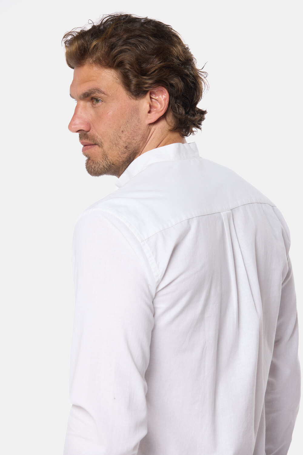 CAMISA DE LINO CUELLO MAO Blanco