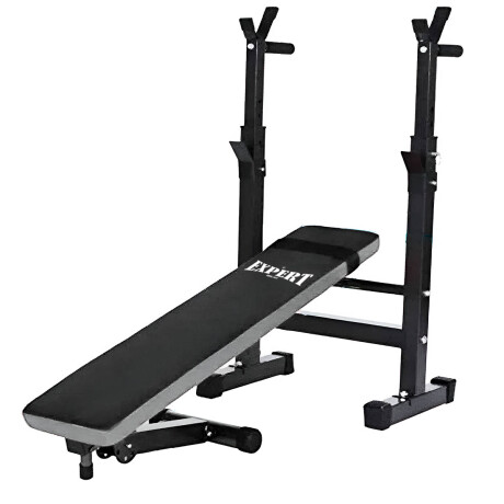 Banco Pecho Plegable + Barra 1.50m Maciza +20kg Pesas 2 discos de 10 kg