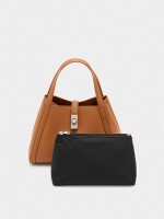 Bolso Tote Con Bolsa Interior naranja