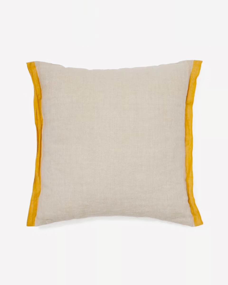 Almohadón Suerta 100% lino beige - y mostaza 45 x 45 cm 