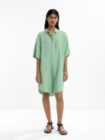 Vestido Camisero Con Bolsillo verde