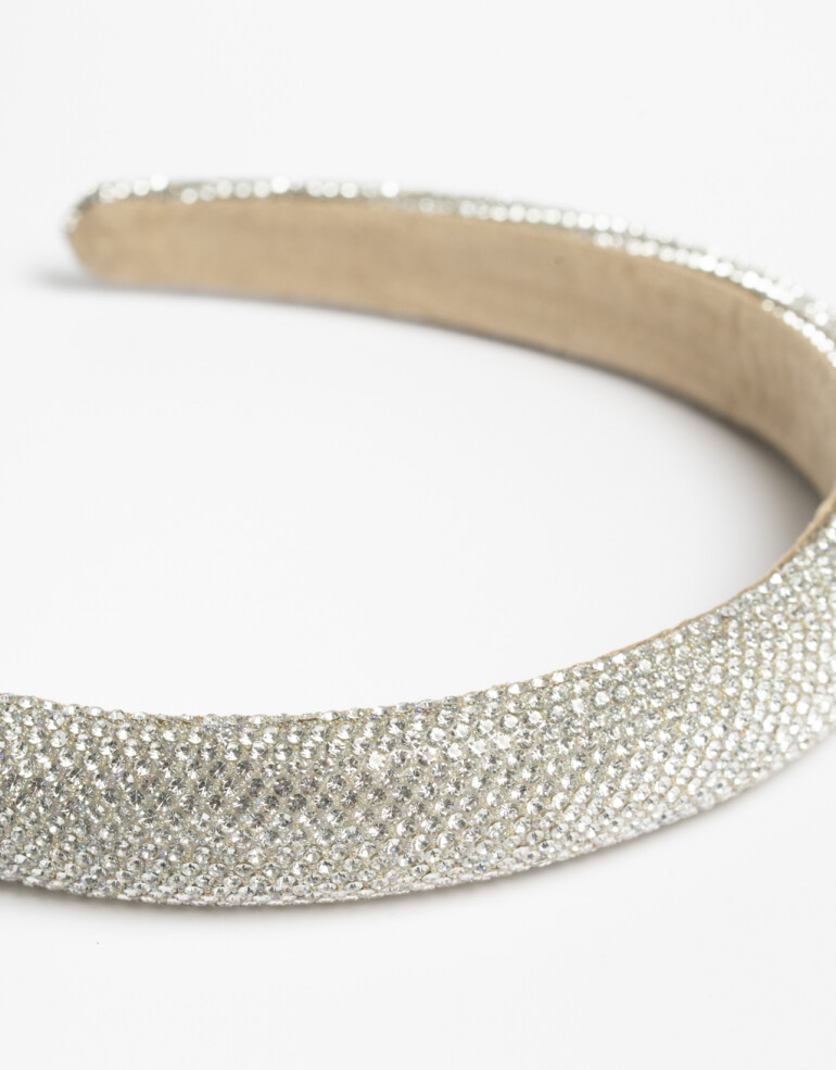 Vinchas Rígidas Strass Vincha Semipuffy Strass Plateado - Plateado