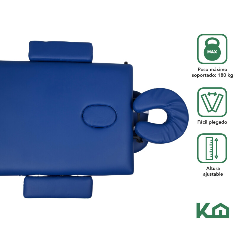 Cama Camilla Masajes Portatil Plegable 2 Secciones Azul