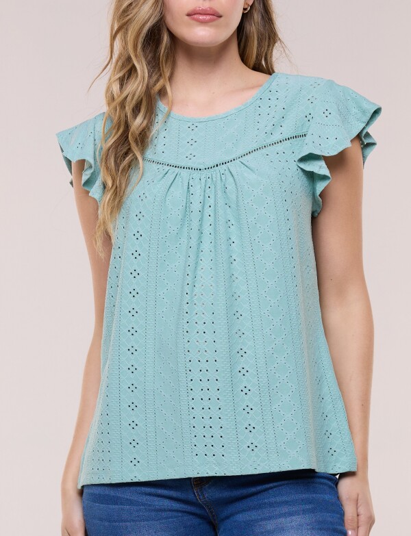 Blusa Broderie VERDE AGUA