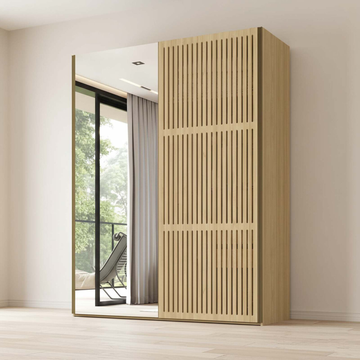 PLACARD NILO - 2 PUERTAS MDF NATURAL-BEIGE C/ZAPATERA 